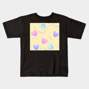 Fairy Kei Hearts on Butter Yellow Kids T-Shirt